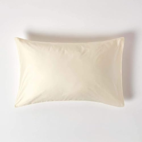 HOMESCAPES Cream Organic Cotton Pillowcase Standard Size 400TC 600 Thread Count Equivalent Housewife Pillow Case Pack of 4