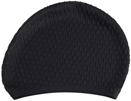 LinsLiliana Bonnet de Bain Premium pour Femme & Homme – Bonnet Piscine imperméable et antidérapant en Silicone Souple – Ajustement Confortable (Noir)