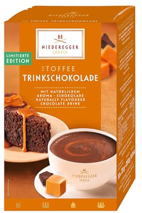Niederegger | Toffee-Trinkschokolade | 1x 250g | Enthält 10 Portionsbeutel | Mit natürlichem Aroma | Heißgetränke von Niederegger