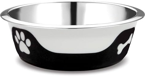 Thermocool Stainless Steel Dog Bowls, Non Slip, No Spill Insulated Dog Bowl, Keeps Food Warm & Water Cold for Dogs, Dishwasher Safe (Black, Small 8 Oz)