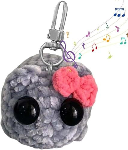 Trauriger Hamster Schlüsselanhänger, Gehäkelter Trauriger Hamster-Schlüsselanhänger Mit Sound, Sad Hamster Meme Plüschtier, Handgefertigte Traurige Hamster-Strickpuppe, Sad Hamster Häkel Puppen Kinder