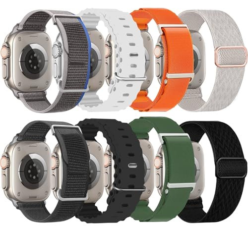 surundo Compatible con Apple Watch Ultra 2/Ultra Pulseras 49 mm 45 mm 44 mm 42 mm Hombre Mujer – Alpine Loop+Trail Loop+Ocean Sport pulseras para iWatch Ultra 2, iWatch Ultra Series SE 9/8/7/6/5/4/3