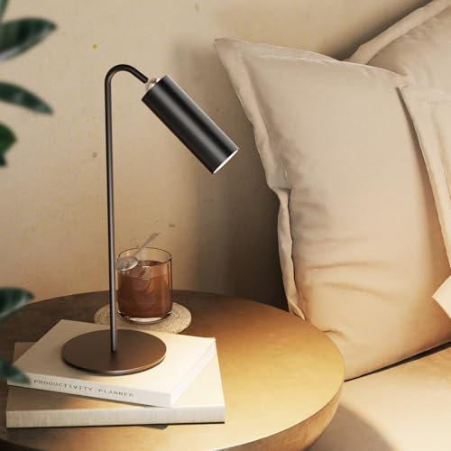 EMKE Black Study Lamp, Desk Lamp Led Rechargeable Battery Multifunctional Bedside Lamp, Dimmable Touch Control, 3 Color Temperatures, 360° Rotatable Magnetic Adjustable Wall Lamp for Bedroom Office