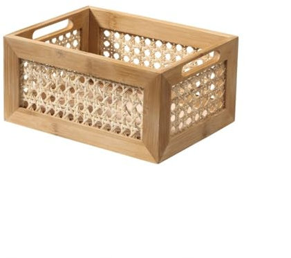 Calicosy Boîte en Bambou et Rotin Petit Modèle - H12 cm - En Bambou - Rangement - Pour Chambre, Dressing - L25 x l18 x H12 cm