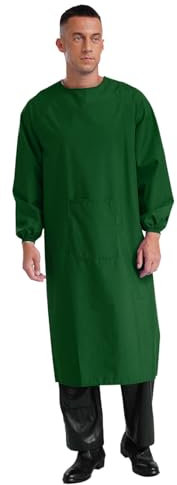 Zaldita Waterproof Apron Long Sleeves Smock Overalls Work Apron Lab Work Protective Cover Up Apron Army Green One Size