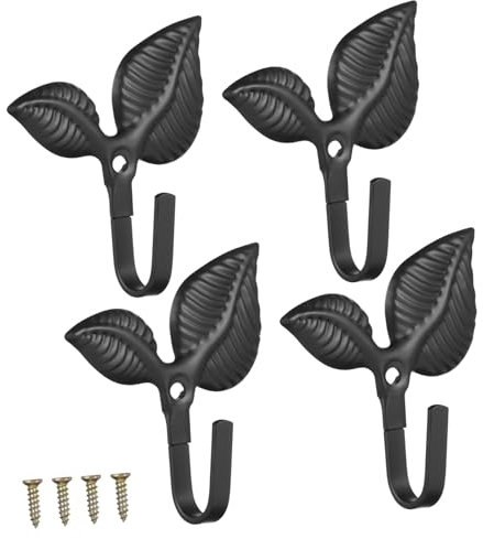 CIYODO 4 PièCes Crochet Mural Vintage Fer Forme Feuille DéCorative PatèRe Murale RéTro En Fer Avec Finition Bronze Vert Pour Manteaux Chapeaux Sacs Serviettes