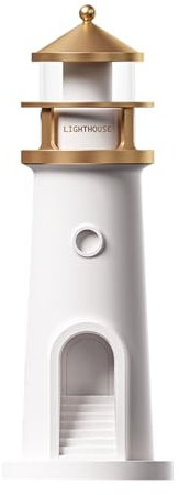 TWSOUL Leuchtturm Deko, Lichthaus mit LED Licht Mondprojektion Leuchtturm Lampe Leuchtfeuer mit induktiv und Bluetooth Funktion,Nachttischlampe Touch Dimmbar Geschenk für Geburtstag (Sensor Licht)