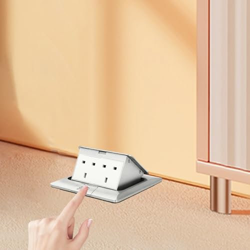 Desnysmf Pop-up 2 Built-in Ground Socket Floor Electrical Ground Outlet Box Kit (220V-250V) 5.7 * 5.7in UK Standard for Mobile Phone, Computer, Household Appliances,Electronic Devices High Safety