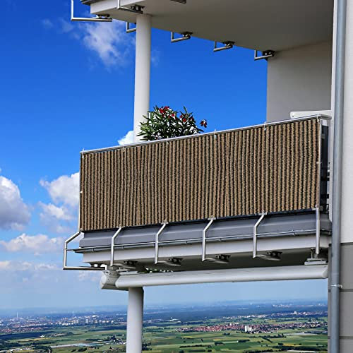 Balkon 125 x 300 cm Anti-Peep-Anti-Regen Markise für Garten inklusive 1 × 5 m kostenlosen Seilen für den Außenbereich, Terrassenüberdachung, Taupe