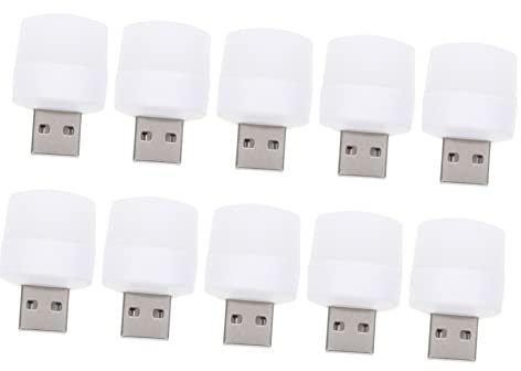 HOMSFOU 10 unidades USB luz nocturna USB luces ambiente coche LED luces interior monitor barra de luz USB portátil coche escritorio USB adaptador USB mesa con USB portátil