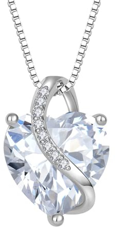 JO WISDOM Damen Halskette Herz Silber 925,Kette Anhänger mit 3A Zirkonia,Schmuck für Frauen Mutter Frau