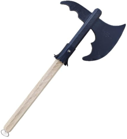 Ascia Vichinga in Legno - Ascia per Giochi di Ruolo Medievali - Made in Italy, Artigianale con Inserto in Vera Pelle, Sicura e senza Schegge - Costume Giochi Medievali (NERO, MEDIOEVALE)