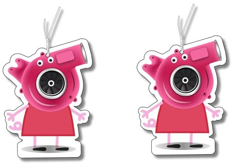 2x Duftbaum mit Turbo Wutz Motiv, Auto lustig Duftspender, Duftbaum Auto tuning, Lufterfrischer, Duftanhänger Set Auto