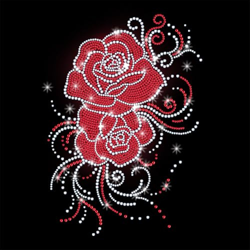 GOMAKERER 1 Stück Rose Zum Aufbügeln von Strasssteinen Gekräuselte Blumen Glitzernde Kristall Aufkleber Kleidungsreparatur Applikation Wärmeübertragungs Patch Für T Shirts Westen Schuhe Hüte Jacken