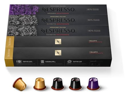 Nespresso Original - Bundle 50 Capsules de Café Vienna Lungo Décaffeinato - Torréfaction Légère, Intensité Équilibrée - Pour Lungo (5 étuis de 10)