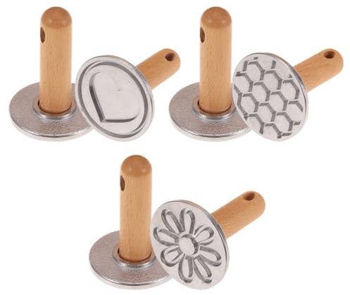 Keksstempel, 3 Stück Kekspressform aus Metall mit Holzgriff zum Selberbacken von Keksen, Brot und Muffins