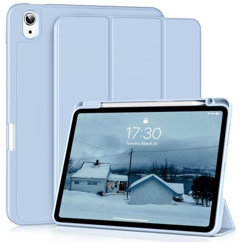 LIQIZE Hülle für iPad Air 11 Zoll 2025/2024 M3/M2, Hülle mit Stifthalter für iPad Air 5./ 4. Generation 10,9 Zoll 2022/2020, Flexible TPU Silikon Schutzhülle, Automatischer Schlaf/Aufwachen, Blau