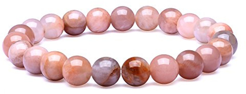Candyfancy Sonnenstein Armband – 8mm Perlenarmband Damen – Echte Naturstein Edelstein – Heilsteine Armband – Natürlich Stein Armbänder elastisch