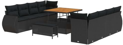 vidaXL Gartensofa-Set 11 STK. Schwarz Poly-Rattan