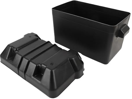 Cuifati 12V RV Battery Box, Marine Battery Box Robust Structure Black for Batteries Smaller Than 325x195x185mm