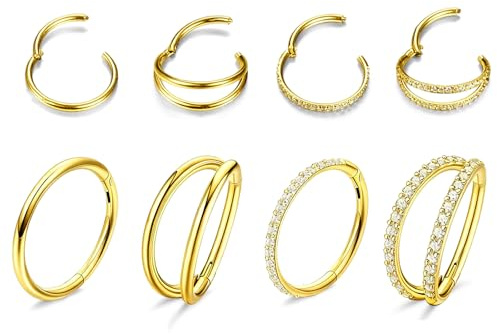 xolear Nasenpiercing Ring, Edelstahl Nasenring Hoop, Septum Piercing Chirurgenstahl, Piercing Ring Set für Nostril Ohr Lippe, für Damen Männer