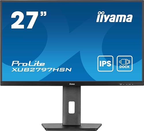 iiyama Prolite XB2797HSN-B1 Full-HD IPS-Monitor | 68,6 cm, 27, 100Hz, HDMI, DP-in/out, DaisyChain, USB-C Dock, 65W, RJ45, USB3.2, Höhenverstellung, Adaptive Sync, schwarz