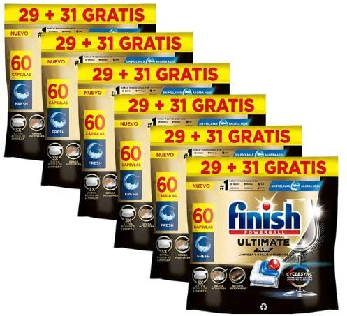 Finish Ultimate Plus Lavavajillas Cápsulas Pack Anual 6 x 60 (360 Cápsulas) – Máximo Poder Quitagrasas y Brillo