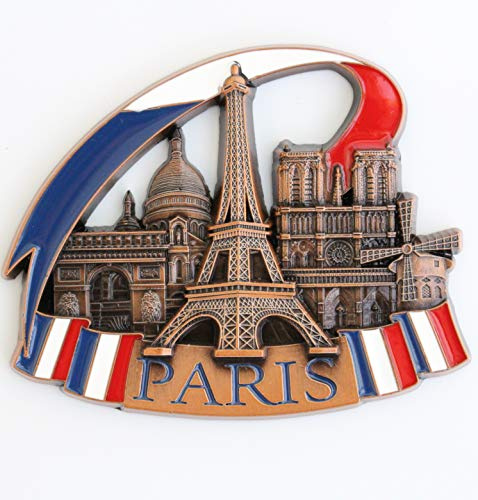 Unique Design Stylish Metal Fridge Refrigerator Kitchen Magnet Home Decor Holiday Souvenir Gift from Paris Venice Rome Prague Barcelona Amsterdam New York Dubai Thailand … (Paris)