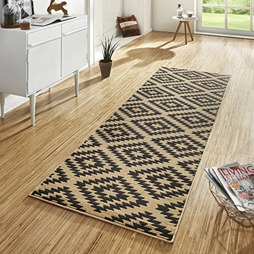 Hanse Home Teppich Läufer Nordic 80x250cm – Teppichläufer Weicher Kurzflor Teppich Modern Raute Design Läufer für Flur, Schlafzimmer, Kinderzimmer, Badezimmer, Wohnzimmer, Küche Dekoläufer – Braun