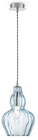MAYTONI DECORATIVE LIGHTING Elegante moderne Glas-Pendelleuchte, durchsichtiger Glas-Schirm mit blauen Stich, geflochtenes Stromkabel, 1-flammig, exkl. E14 40W, 220-240 V