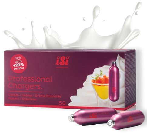 iSi Sahnekapseln für Sahnespender, Professional Charger, 50 Stück, Recycelbare N2O Sahne Kapseln für iSi Sahnespender, HACCP-zertifiziert, Hergestellt in Österreich