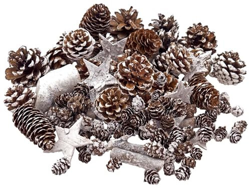 Unbekannt Zapfen Natur Sterne Weihnachten Deko Weiß Braun Holz Winter Tischdeko Basteln 300g