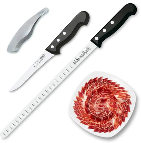 Juego de Cuchillos Profesionales Selección Super Chef, Jamonero Alveolado 29 cm y Accesorios (ESSENTIAL1)