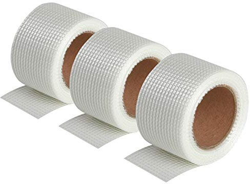 Semin Bande Grillagée - Auto-adhésive - Pour Joints de Plaques de Plâtre - Fibre de Verre - 20 m x 50 mm (Lot de 3)