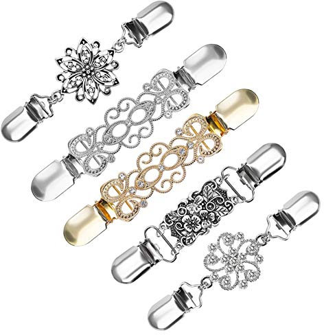 Fantesi Pulloverclips, Retro-Strickjacken-Clips, Kleider-, Schal-Clip für Frauen, Mädchen, 5 Stück