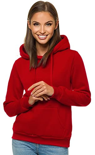 OZONEE Damen Kapuzenpullover Sweatjacke Sweatshirt Farbvarianten Kapuzenjacke Kapuzenpulli Kapuze Langarm Hoodie Sport Style Casual Fitness Training Basic JS/W02Z DUNKELROT S