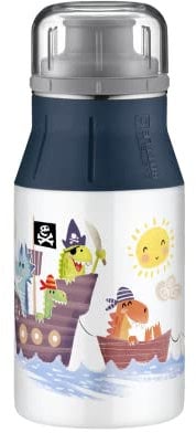 alfi KIDS BOTTLE 400ml, sea adventures, Kindertrinkflasche aus Edelstahl, absolut dicht mit Drehverschluss, leicht und robuste Flasche, für Kohlensäure, ohne Fingerabdrücke, BPA-frei