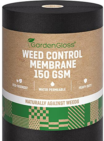 GardenGloss 25m2 Unkrautvlies Gartenvlies 150g/m2 Extra Stark Gegen Unkraut – Extrem Reissfest und Hohe UV-Stabilisierung – Unkrautfolie Wasserdurchlässig (25m x 1m, 1 Rolle)