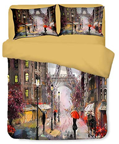 tex family Bettbezug Satin HD Foto Paris Doppelbett 250 x 200 cm