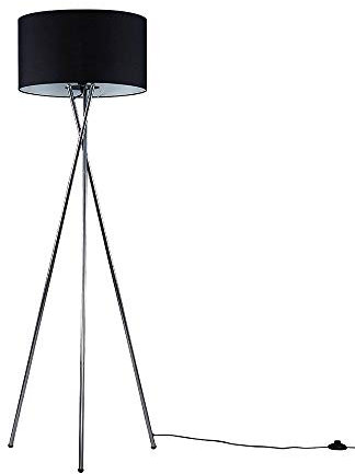 MiniSun | Modern Brushed Chrome Floor Lamp with a Black Drum Shade | Floor Lamps & Torchieres, Home Décor & Improvement Essential | Includes 6W GLS Bulb [3000K Warm White]