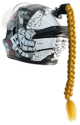 iSpchen Motorradhelm Abnehmbarer Pferdeschwanz Motorräder Helm Dekorieren Zöpfe Retro Motorrad Helm Zöpfe mit Saugnapf Dekoration Haarschmuck für Fahrrad Motorrad Roller helm Zubehör,Gold