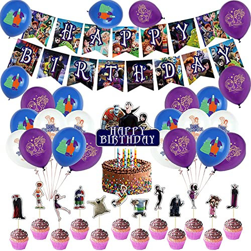 Hotel Transilvanien Geburtstagsdeko Hotel Transylvania Luftballons Kindergeburtstag Ballons Alles Gute zum Geburtstag Girlande Kuchendeckel für Kinder Anime Geburtstag Partei Dekoration