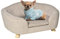 PawHut Haustiersofa Hundematte Hundebett Hundesofa Hundecouch Katzen Sofa mit Kissen Rückentasche Plüsch Schaumstoff Kiefernholz Cremeweiß 70 x 47 x 30 cm