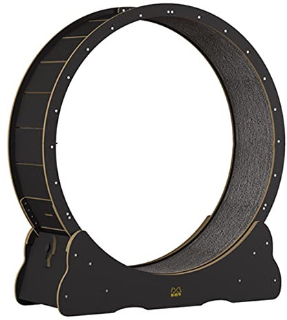 Katzenlaufrad Schwarzes Katzenlaufrad Aus Holz für Wohnungskatzen, Katzen Laufband mit Bremse Gegen Langeweile, Winzige Lücke Dreht Leise Haustiermöbel für Katzen (Size : L)