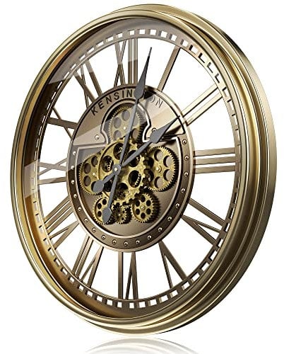 TOKTEKK Wanduhr Große 53cm mit Bewegliche Zahnrad, Vintage Retro Industriell Metall Wanduhr Romische Zahlen für Zimmer Zuhause KüChe Schlafzimmer Büro Schule(Vintage Bronze)