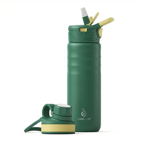 Ideus Vakuumisolierte Wasserflasche, 710 ml Edelstahl Doppelwand Flasche Metall Sport Kantine mit auslaufsicherem Schraubverschluss