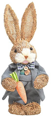 Osterhasen Figuren Deko Hase Osterliche Figuren Festlich Figuren Gartendeko Osterdeko Frühlingsdeko Osterhase handgemacht Deko Osterhase Osterdekoration Deko Hase handgefertigte Hasen (T, One Size)
