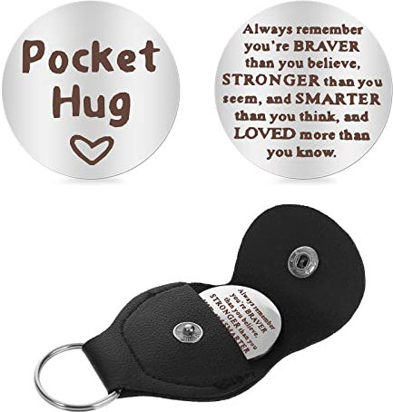 Cobee Pocket Hug Token, doppelseitiger, inspirierender Pocket Hug Token Geschenk Ermutigung Fernbeziehung Andenken soziale Distanz Neuheit Flip Münze Schlüsselanhänger Geschenk
