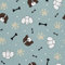 HEKO PANELS Stoff Oxford Wasserdichte Meterware Canvas-Stoff Polyester Stoff Zum Nähen Nähstoffe Dekostoffe Wasserabweisend Blickdicht Pfoten Knochen Hunde 1 Meter 155 x 100 cm
