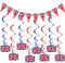 Union Jack Bunting Triangle Flags with 8 pcs Union Jack Hanging Swirl Decorations British Celebration Banner Kit England Flag String for National Day Parades Royal Party Decorations